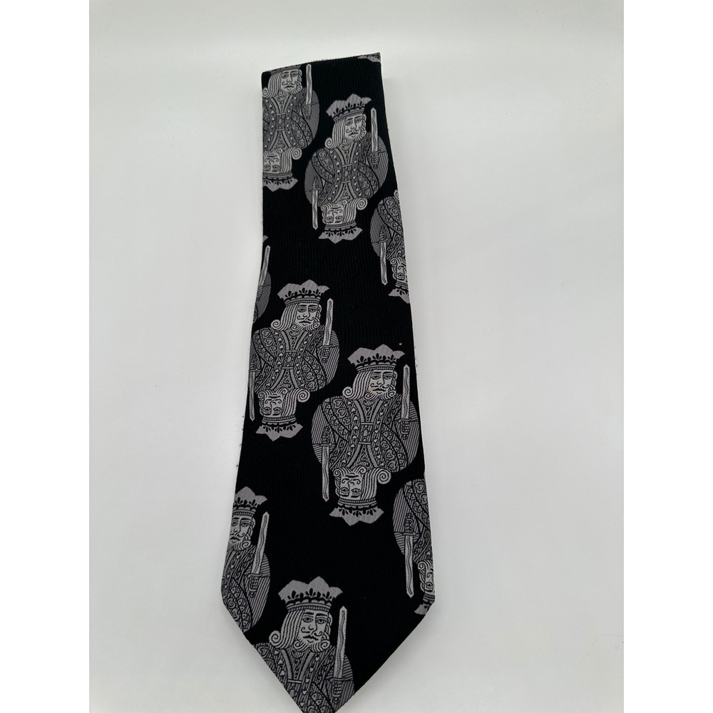 Forte Mens Black King Playing Card Tie‎ 100% Polyester